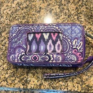Vera Bradley Purple and Pink Patterned Wristlet